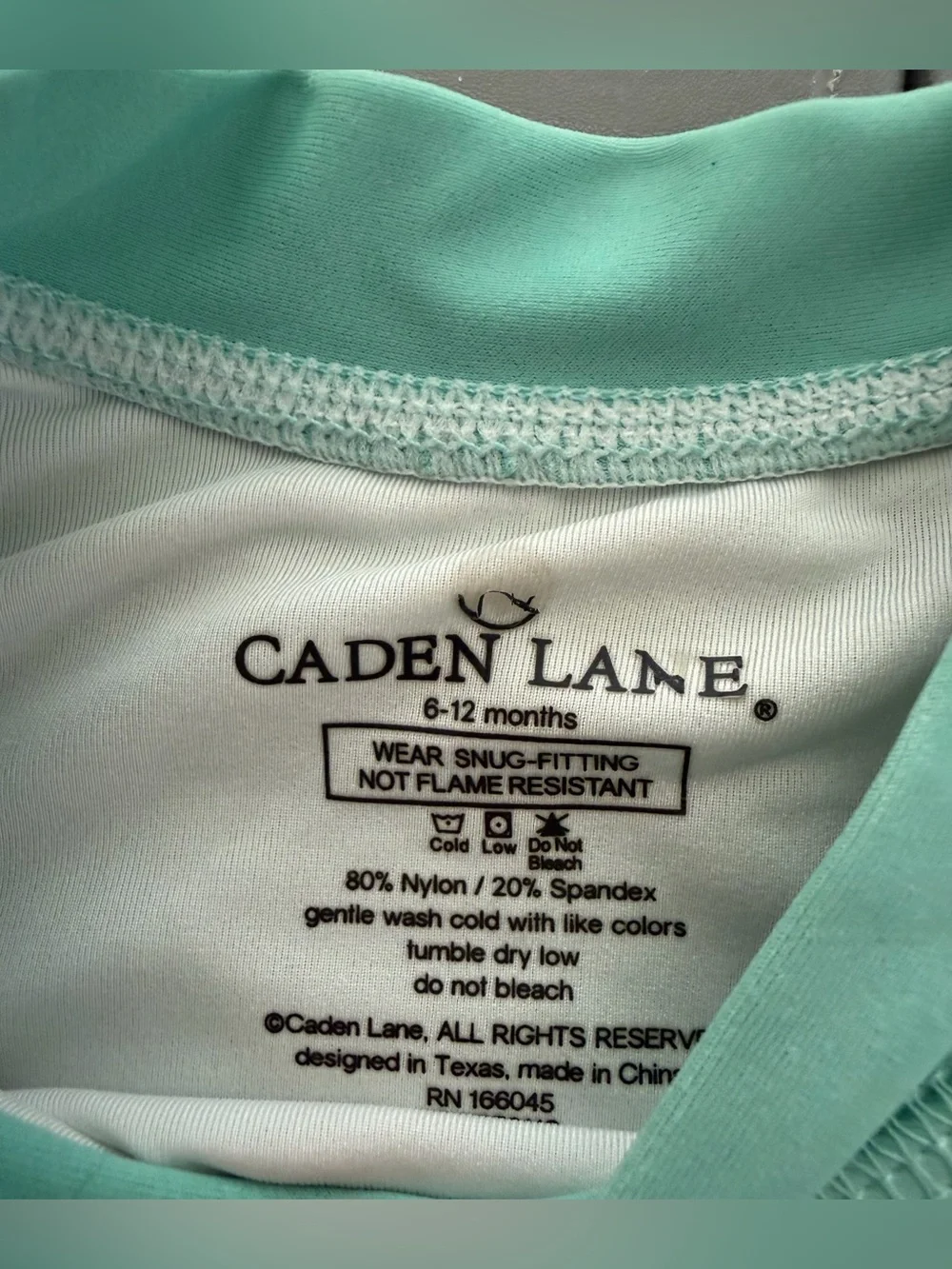 Caden Lane Baby Swim Rash Guard Top Green 6-12 Months Summer Swim Beach